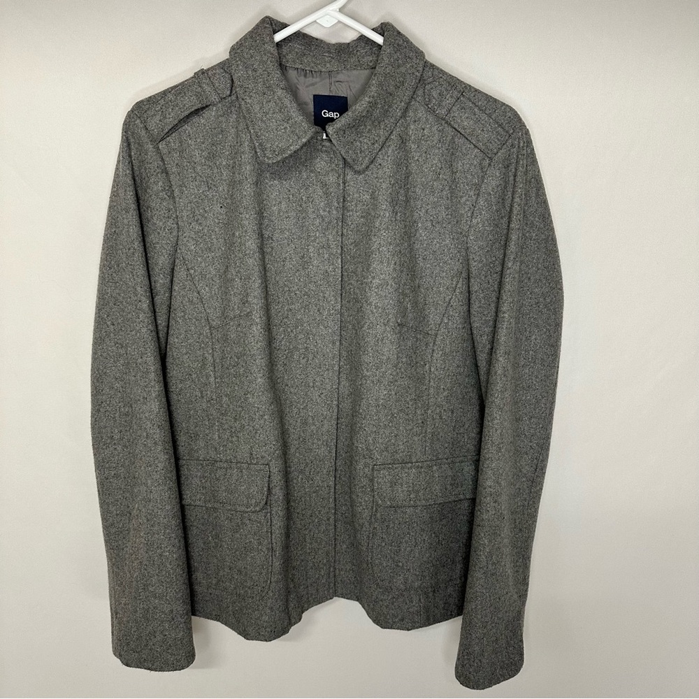 Gap Wool Blend Cropped Jacket Heather Gray Women’s Size XL